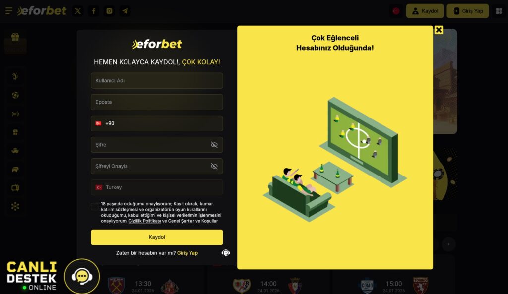 eforbet üyelik işlemleri